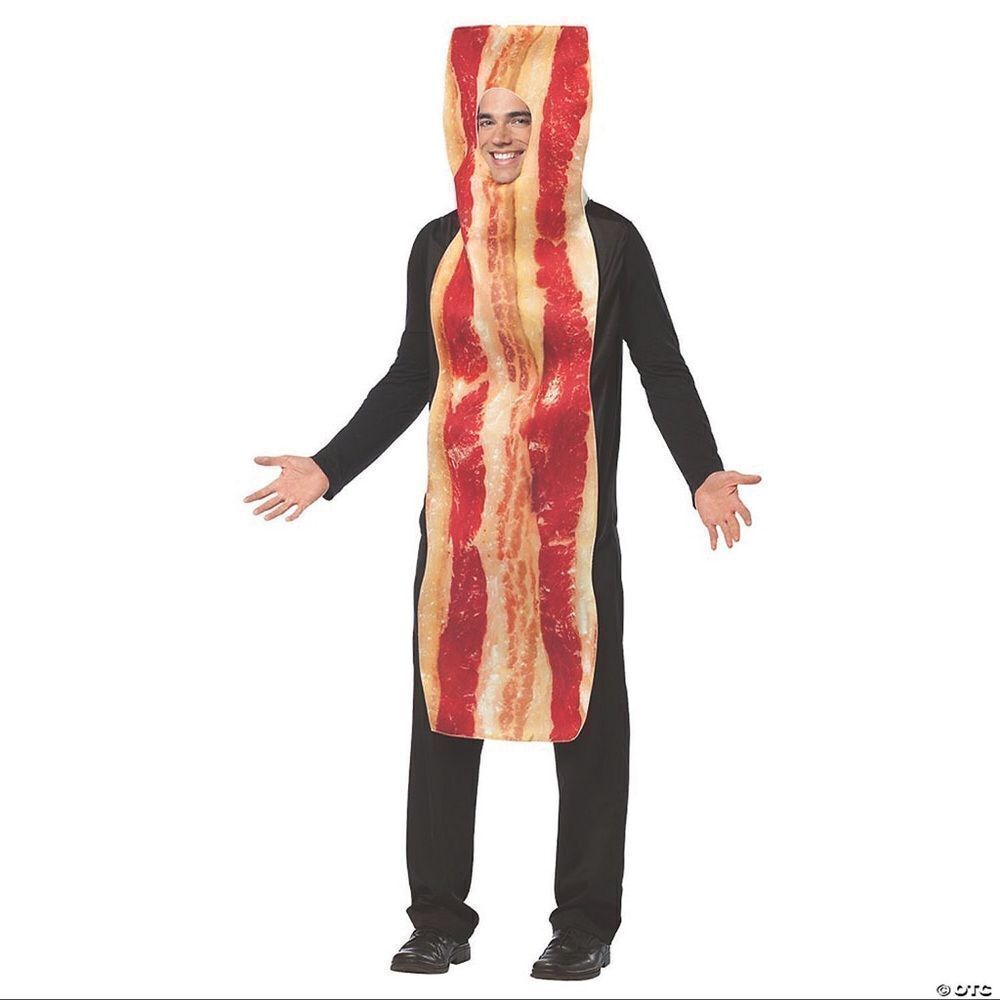 Funny Bacon Strip Costume Adult One Size – Food Themed Halloween Tunic🥓